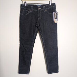 Angels Jeggings Sz 11 Jr Dark Blue Black White Stitching Stretch Skinny Low Rise
